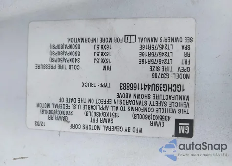 2004 Chevrolet Express z USA, uszkodzony, nr VIN 1GCHG39U441166883